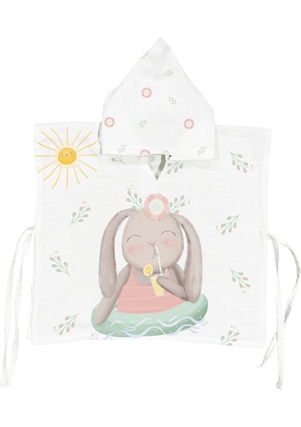 Loulou Organik Pamuk Kız Bebek Çocuk Müslin Panço Bornoz