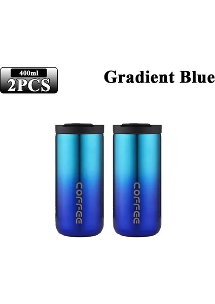 400ML Paslanmaz Çelik Kahve Fincanı Seyahat Termal Kupa Sızdırmaz Termos Şişe Çay Kahve Kupa Ofis Iş Tarzı Termos Kapasitesi: 400ML/RENK: Mavi-2pcs (Yurt Dışından)
