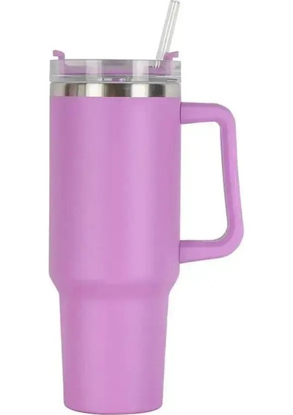 40 Oz Paslanmaz Çelik Araba Dağı Kollu Büyük Kapasiteli Su Dağı ve Saman Çift Duvarlı Yalıtılmış Seyahat Kupa Tatili Hediye Sahası: 1200ML 40 Oz/renk: Beyaz (Yurt Dışından)