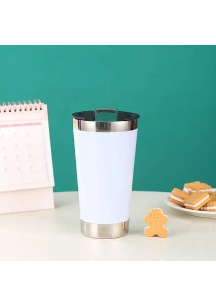 500ML Bira Dakları Şişe Açıcı Kaplamalı Paslanmaz Çelik Termos Şişe Çay Için Termal Kur Soğuk Bira Termozları Kapasite: 500ML/RENK: Beyaz (Yurt Dışından)