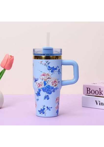 14 Oz Araba Kupası 304 Paslanmaz Çelik Yalıtılmış Seyahat Tumbler Sap Saman Kapağı Aracı, Ofis, Hediye Kapasitesi Için Soğuk Tutulma: 14OZ/RENK: Mavi (Yurt Dışından)