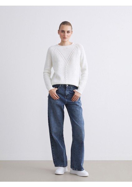 Yeni Sezon Bisiklet Yaka Kendinden Desenli Kadın Triko Kazak modelleri