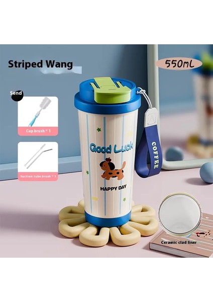 Yalıtılmış Fincan 316 Seramik Iç Pot Taşınabilir Sipariş Süpen Kahve Kahve Su Şişesi Soğuk Yalıtım Şişesi Termo Şişe: 550ML/RENK: Siyah (Yurt Dışından)