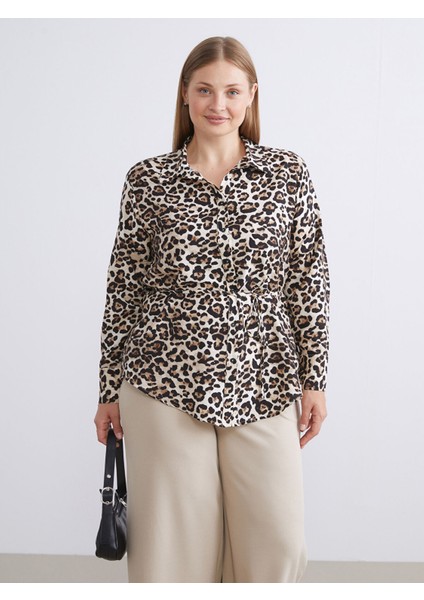 Yeni Sezon Büyük Beden Leopar Desenli Kadın Gömlek fiyatları