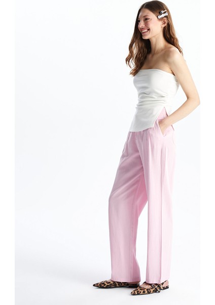 Yeni Sezon Keten Karışımlı Kadın Pileli Pantolon