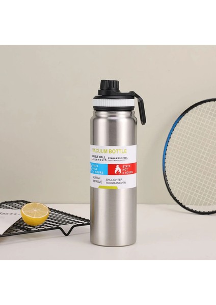 Açık Termos Su Şişesi Paslanmaz Çelik Yalıtılmış Kupa Soğuk ve Isı Termal Kupa Seyahat Vakum Şişeleri 600/800/1000MLCAPACITY: 600ML/RENK: Şerit (Yurt Dışından)
