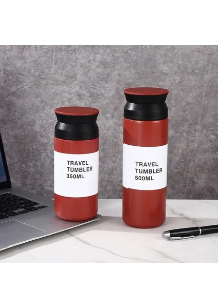 500ML Paslanmaz Çelik Termos Kurı Kahve Kupa Yalıtımlı Su Şişesi Termal Tumbler Taşınabilir Vakum Şişesi Taşınabilir Seyahat Kurı Kapasite: 350ML/RENK: Kırmızı (Yurt Dışından)