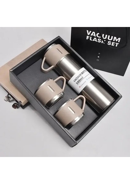 Taşınabilir Vakum Kupası -304 Üç Kapaklı Paslanmaz Çelik Yalıtımlı Termos - Ofis/iş Kapasitesi Için 24 Saat Sıcak/soğuk Alıkoyma: 500ML/RENK: C (Yurt Dışından)