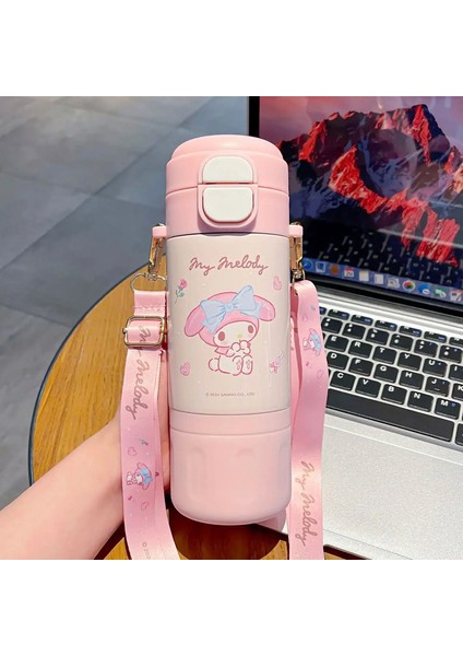 480ML Sanrio Termos Kupası Hello Kitty Kuromi Cinnamoroll Su Kupası Melodi Öğrenci Paslanmaz Çelik Tinsüllü Su Şişesi Hediye Kapaklığı: 480ML/RENK: Cinnamoroll (Yurt Dışından)