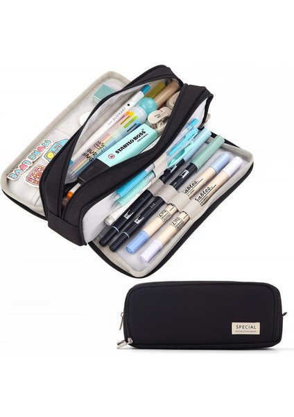 Büyük Kapasiteli Kalem Kılıfı Sevimli Kalem Kılıfı Öğrenci Kalıtım Kılıfı Malzemeler Kırtasiye Kalıcılık Kılıf Kılıf Kılıfı Renk: Siyah (Yurt Dışından)