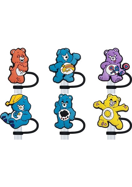 Sıcak 1-6pcs Gökkuşağı Ayı Saman Kapak Kapağı 10MM Içecek Saman Fişi Yeniden Kullanılabilir Sıçrama Geçirmez Içme Fincan Aksesuarları Ev Parti Hediyeleri Renk: 6PCS-10MM (Yurt Dışından)