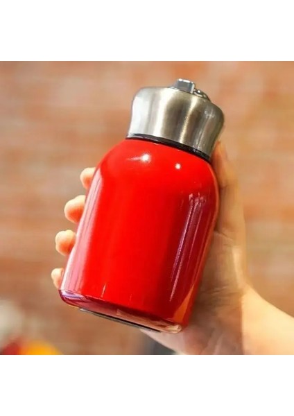 300ML Paslanmaz Çelik Vakum Şişesi Kaldırma Halkası Mini Termos Kupa Araç Yalıtımlı Kupa Taşınabilir Seyahat Su Şişesi Kahve Kupa Kapasite: 300ML/RENK: Kırmızı (Yurt Dışından)
