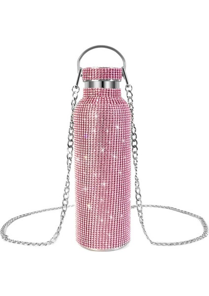 500ML/750ML Lüks Termos Şişesi Zincir Şişeli Vakum Kupası Paslanmaz Çelik Su Ket Isıtı Kızları Kadın Hediye Şişesi Kapasite: 750ML/RENK: Pembesi (Yurt Dışından)