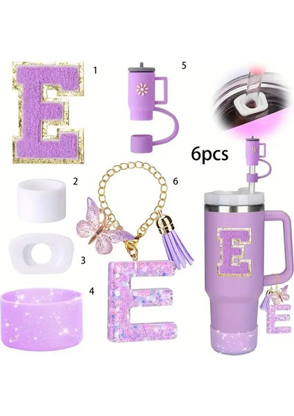 6pcs Fincan Aksesuarları Stan Ley Cup Için Set Silikon Straw Topper ve Boot, Dökülme Kanıtı Durdurucu Renk: E Dahil (Yurt Dışından)