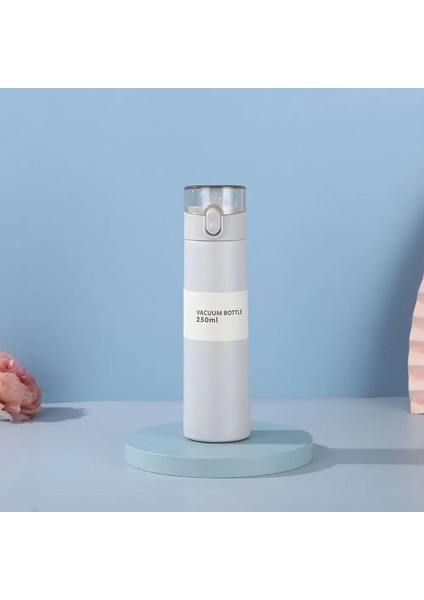 Paslanmaz Çelik Mini Termos Kupası Tek Düğmeli Açılış Saman Pocket Yalıtımlı Kupa Sızdıran 150/250ML Termal Kupa Kapasite: 150ML/RENK: Gri (Yurt Dışından)