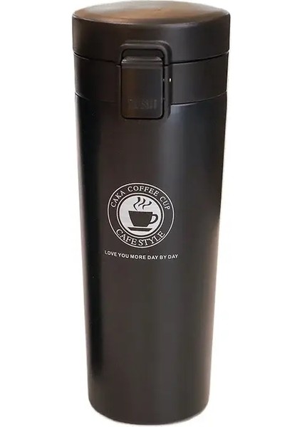 380/500ML Termos Kahve Fincanı Çay Kupa Kupa Çift Katmanlı Paslanmaz Çelik Vakum Yalıtımlı Metal Termos Açık Hava Spor Su Şişesi Kapasite: 500ML/RENK: Siyah (Yurt Dışından)