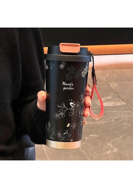 500ML Seramik Termo Kafe Kahve Kupa Termos Kupa Sızdırmaz Seyahat Termo Kupası Çay Su Kahve Yalıtılmış Kupa Içki Kravat: 500ML/RENK: Pembe (Yurt Dışından)