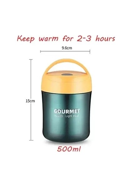 500ML Çorba Fincan Öğle Yemeği Kutusu Paslanmaz Çelik Termos Kupa Konteyneri Termal Dak Vakum Şişeleri Termos Şişesi Çocuk Için Kaşıkla: 500ML/RENK: Sarı 500 ml (Yurt Dışından)
