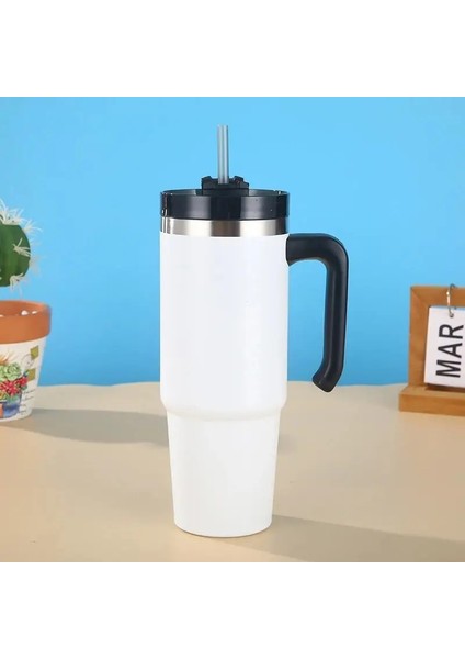 600/890ML Termal Su Şişesi Araç Yalıtımlı Kupa Paslanmaz Çelik Termal Kupa Tumbler Vakum Flasks Cup Spor Kupa Soğuk ve Hotcapacity: 600ML/RENK: Beyaz (Yurt Dışından)