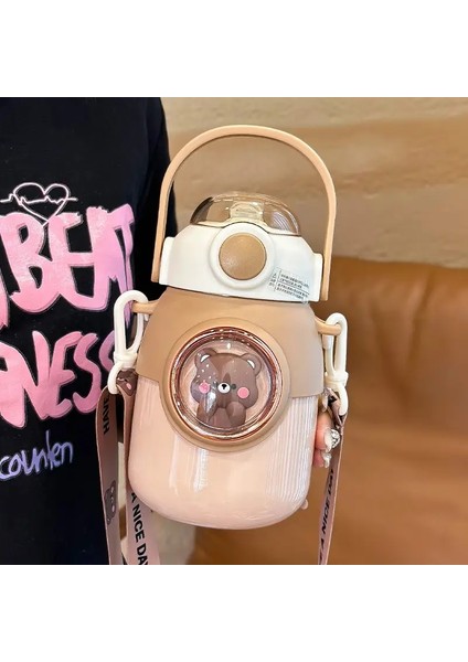 Termos Su Şişesi Çocuk 316 Paslanmaz Çelik Tumbler Cup Termal Samanlı Içecek Yazıları Kawaıı Kawaıı Öğrenci Okul Seyahat Şişesi Kapasitesi: 700ML/RENK: Kahverengi (Yurt Dışından)