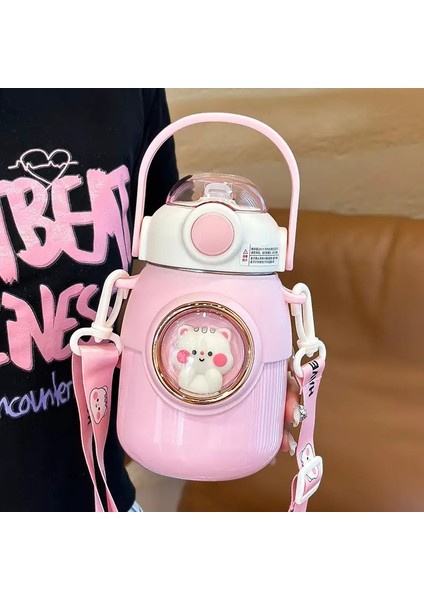 Termos Su Şişesi Çocuk 316 Paslanmaz Çelik Tumbler Cup Termal Hasır Içecek Yazıları Kız Kawaii Öğrenci Okulu Seyahat Bottlecapity: 700ML/RENK: Pembe (Yurt Dışından)