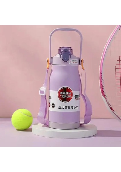 1600ML Büyük Kapasiteli Termal Su Şişesi Paslanmaz Çelik Termo Şişe Tumbler Termos Kupa Yalıtımlı Kupa Termos Çocuk Hediyeleri Kapasite: 1320ML/RENK: Mor (Yurt Dışından)