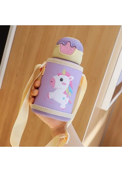 500ML Unicorn Çocuk Termos Şişesi Sevimli Çocuk Termal Su Şişesi Paslanmaz Çelik Termos Kupa Öğrenci Su Kupa Cupcapacity: 480ML/RENK: Derin Mavi (Yurt Dışından)
