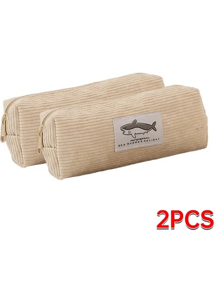 Sevimli Köpekbalığı Kalem Kasası Nakış Kalemi Çantası Okula Geri Dönen Kızlar Için Kırtasiye Ürünleri Çocuklar Masası Sevimli Aksesuarlar Hediye Renk: 2 Adet Bej (Yurt Dışından)
