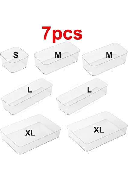 Temiz Çekmeci Organizatör Kutuları Şeffaf Plastik Saklama Kutusu Masaüstü Akrilik Kutu Makyaj Kozmetik Organizatör Çekmece Kutusu Renk: Set C (Yurt Dışından)