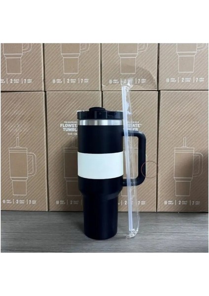 Termos Yalıtımlı Kapak ve Saman Kahve Milkshake Travel Cup. (Yurt Dışından)