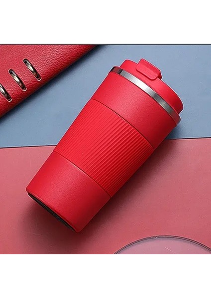 380ML/510ML Çift Paslanmaz Çelik Kahve Termos Kupa Slip Olmamış Kılıf Vakum Şişesi Seyahat Yalıtım Yolu Şişe Kapasitesi: 380ML/RENK: Kırmızı (Yurt Dışından)