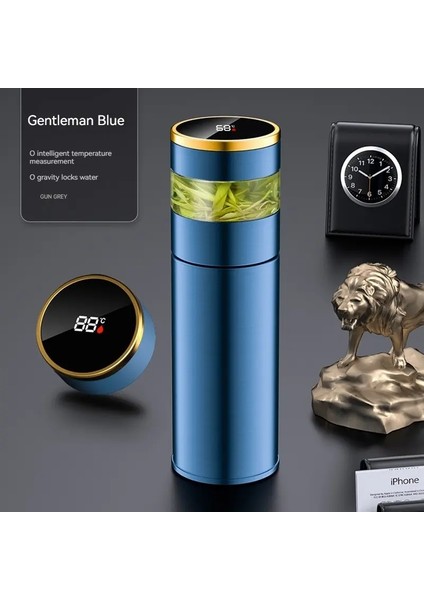 Çay Infuser Vakum Şişesi Sıcaklık LED Ekran 450ML Yalıtımlı Kupa Paslanmaz Çelik Tumbler Termos Şişe Seyahat Kahve Mugcapacity: 400ML/RENK: Siyah (Yurt Dışından)