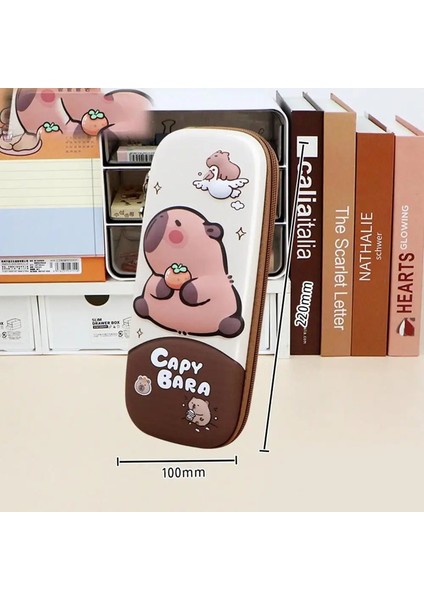 Büyük Kapasiteli Capya Kalem Kılıfı Tutucu Su Geçirmez Capya Kırtasiye Çanta Depolama Çantası Fermuar Karikatür Capya Kalem Çantası Renk: Dark COFFEE-8119 (Yurt Dışından)