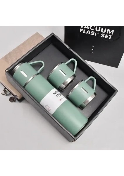 Taşınabilir Vakum Kupası -304 Üç Kapaklı Paslanmaz Çelik Yalıtımlı Termos - Ofis/iş Kapasitesi Için 24 Saat Sıcak/soğuk Alıkoyma: 500ML/RENK: B (Yurt Dışından)