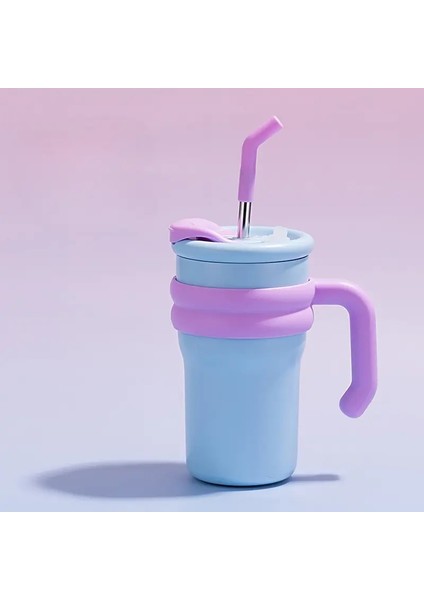 500ML Yalıtımlı Kupa Soğuk ve Sıcak Kahve Tumbezi ile Kapak Samanlı 316 Paslanmaz Çelik Su Şişesi Vakum Termos Cupcapacity: 500ML/RENK: C (Yurt Dışından)