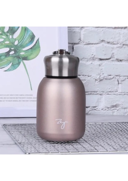 1pc 300ML Moda Mini Kahve Vakum Şişeler Güzel Paslanmaz Çelik Termos Taşınabilir Seyahat Su Şişesi Kapak Kurı Kapasite: 201-300ML/RENK: Gül (Yurt Dışından)