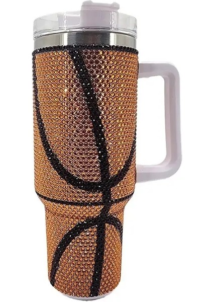 40 Oz Kakma Beyzbol Araba Fincanı Büyük Kapasiteli Tutamaklı Paslanmaz Çelik Yalıtım Kabı Bling Termos Kahve Şişe Kapasitesi: 1.1-2l/renk: Kahverengi Basketbol (Yurt Dışından)