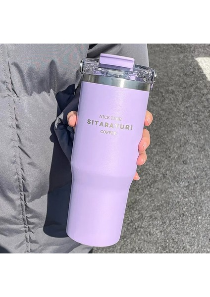 Büyük Kapasiteli Yalıtım Dağı, 30.43 Oz Içme Samanlı Kahve Su Kupası, Basit Su Şişesi Renk: 900ML (Yurt Dışından)