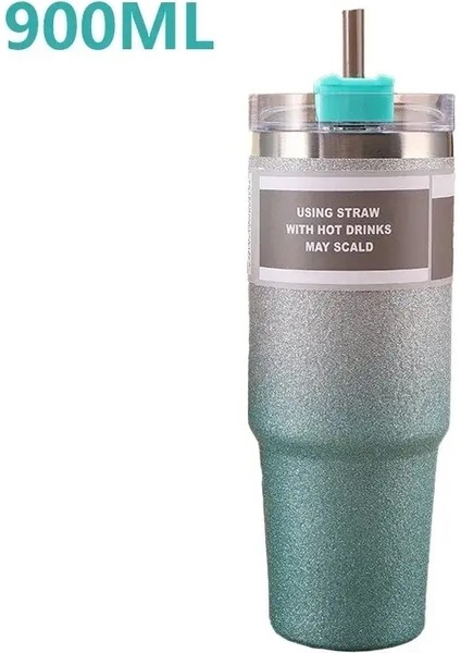 Paslanmaz Çelik Vakum Yalıtım Yalıtımlı Su Şişesi Termal Kahve Araç Kupası Soğuk Sıcak Kur Vakum Şişe Saman Termos 30 Oz Cupcapacity: 30 OZ-900ML/RENK: Pembe (Yurt Dışından)