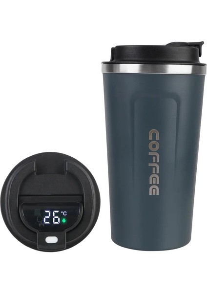Termo Cafe Kahve Kupa 510ML Termal Kupa Sıcaklık Çay Su Kahve Araç Termos Kupa Sızdırması Sade_ Group Seyahat Termo Kupa Kapasite: 510ML/RENK: Ekranlı Mavi (Yurt Dışından)