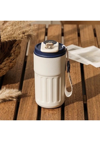 450ML Akıllı Termos Şişe Dijital LED Sıcaklık Kahve Kupa Kupa Paslanmaz Çelik Termal Kupa Tumbler Kupa Taşınabilir Vakum Şenlikleri Kapasite: 450ML/RENK: Beyaz Mavi (Yurt Dışından)