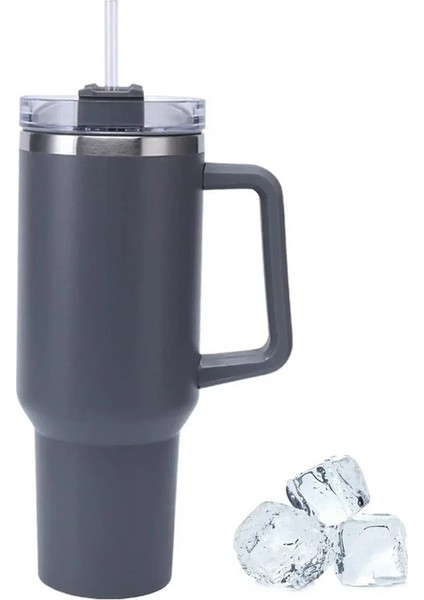 40OZ Termos Kahve Kupa Saplı Pasalı Paslanmaz Çelik Kahve Termos Kupası Araba Vakum Şenlikleri Taşınabilir Kafe Yalıtımlı Tumbler Kapasitesi: 1200ML/RENK: Gri (Yurt Dışından)