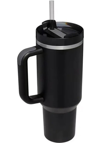 40 Oz Saplı Samanlı Dak 40 Oz Paslanmaz Çelik Su Şişesi Vakum Termos Kupası Seyir Stanleycapacity Için Kahve Kupa Kapağı: 40OZ (1200ML)/RENK: Siyah (Yurt Dışından)