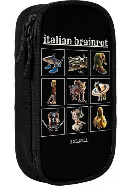 Brainrot Charaker Mem Kalem Kılıfları Pencil Kılıfları Kız Boy Için Kalem Büyük Depolama Çanta Ofis Hediyeleri Stationercolor: Siyah (Yurt Dışından)