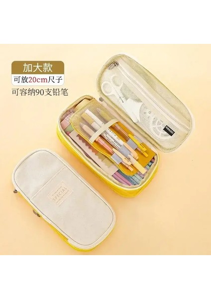 Büyük Kapasiteli Kalem Kılıfı Kırtasiye Okulu Malzemeleri Kalem Kılıfları Koruma Ofis Masası Depolama Çantası Öğrenciler Çocuk Kalem Kılıf Çantaları Kutu Renk: Beige2 (Yurt Dışından)