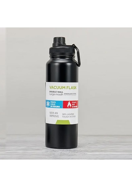 800/1000ML Paslanmaz Çelik Termos Şişe Araç Yalıtım Kupası Açık Hava Spor Soğuk ve Isı Termal Kupa Seyahat Vakum Flaskcapacity: 800ML/RENK: Siyah (Yurt Dışından)