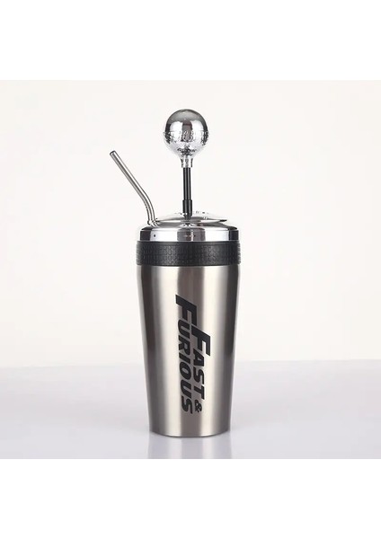 Paslanmaz Çelik Araba Su Şişesi ile Saman Içecek Şişesi Hızlı ve Öfkeli 10 Termos Fincan Kapak Rocker Içme Seti 500MLCAPACITY: 500ML/RENK: Gümüş (Yurt Dışından)