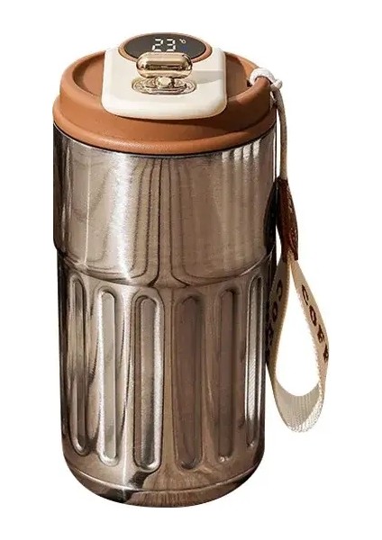 450ML Paslanmaz Çelik Termos Şişesi Akıllı Ekran Sıcaklık Kahve Kupası Taşınabilir Vakum Kupa Soğuk ve Isı Vakum Şişesi Kapasite: 450ML/RENK: Şerit Termos Kupası (Yurt Dışından)