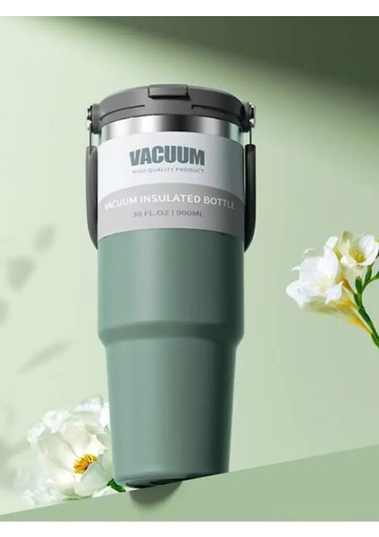 20-30 Oz Paslanmaz Çelik Vakum Yalıtımlı Dak Şık Davul Tarzı Yalıtılmış Sap, Taşınabilir Vida Kapağı, Taşınabilir Conta Kapasitesi: 801-900ML/RENK: Yeşil (Yurt Dışından)