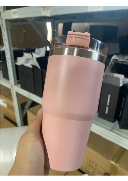 304 Paslanmaz Çelik Yalıtımlı Dak, Uygun 591ML Büyük Kapasiteli Saman Kahve Seyahat Fincanı, Araba Fincanı Kapasitesi: 590ML/RENK: 04 (Yurt Dışından)